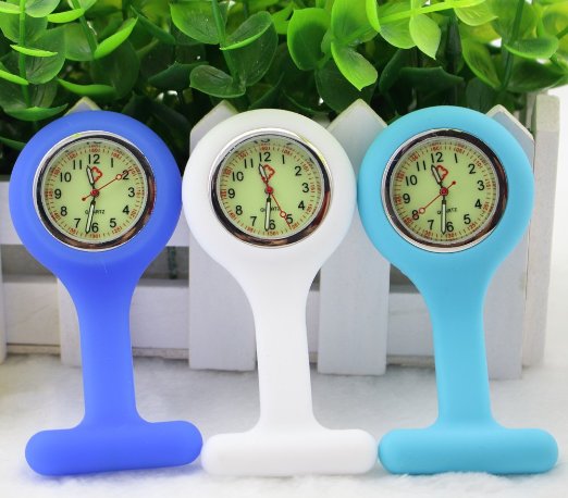 BestGrew Set of 3 Unisex Silicone Infection Control Nurses Lapel Watch